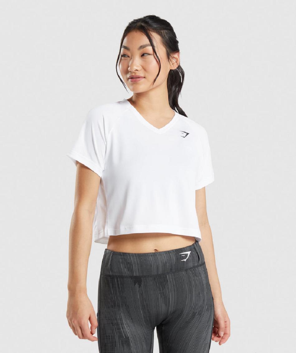 T Shirts Gymshark Deporte Midi Mujer Blancas | CO 2258WNB